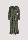 Paisley Ruffle Midaxi Dress, Green, large