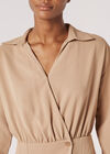 Wrap Shirt Mini Dress, Stone, large