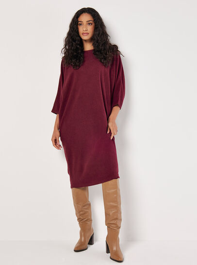 Ribbed Knit Cocoon Midi Dress