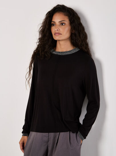 Sparkle Trim Jersey Knit Top