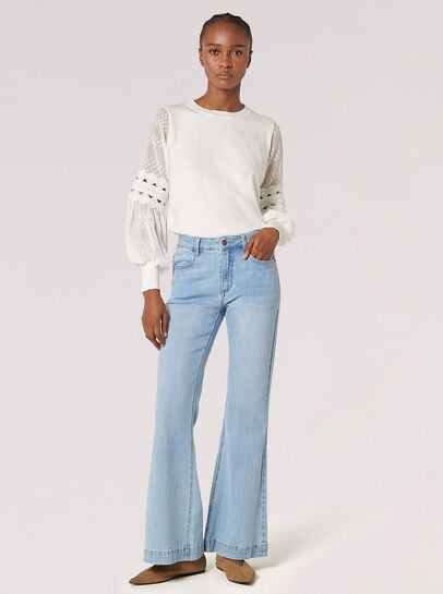 Contrast Chiffon Sleeves Jumper