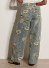 Floral Print Ankle-Length Jeans, Blue, large
