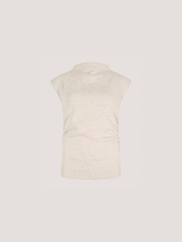 High Neck Side Ruched Top, Grey, large
