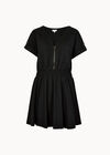 Zip Detail Skater Mini Dress, Black, large