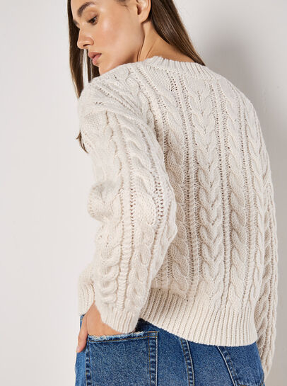 Pearl Embellished Cable Knit Jumper