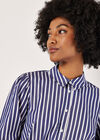 Stripe Shirt Cotton Mini Dress, Navy, large