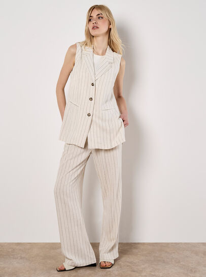 Longline Woven Pinstripe Waistcoat