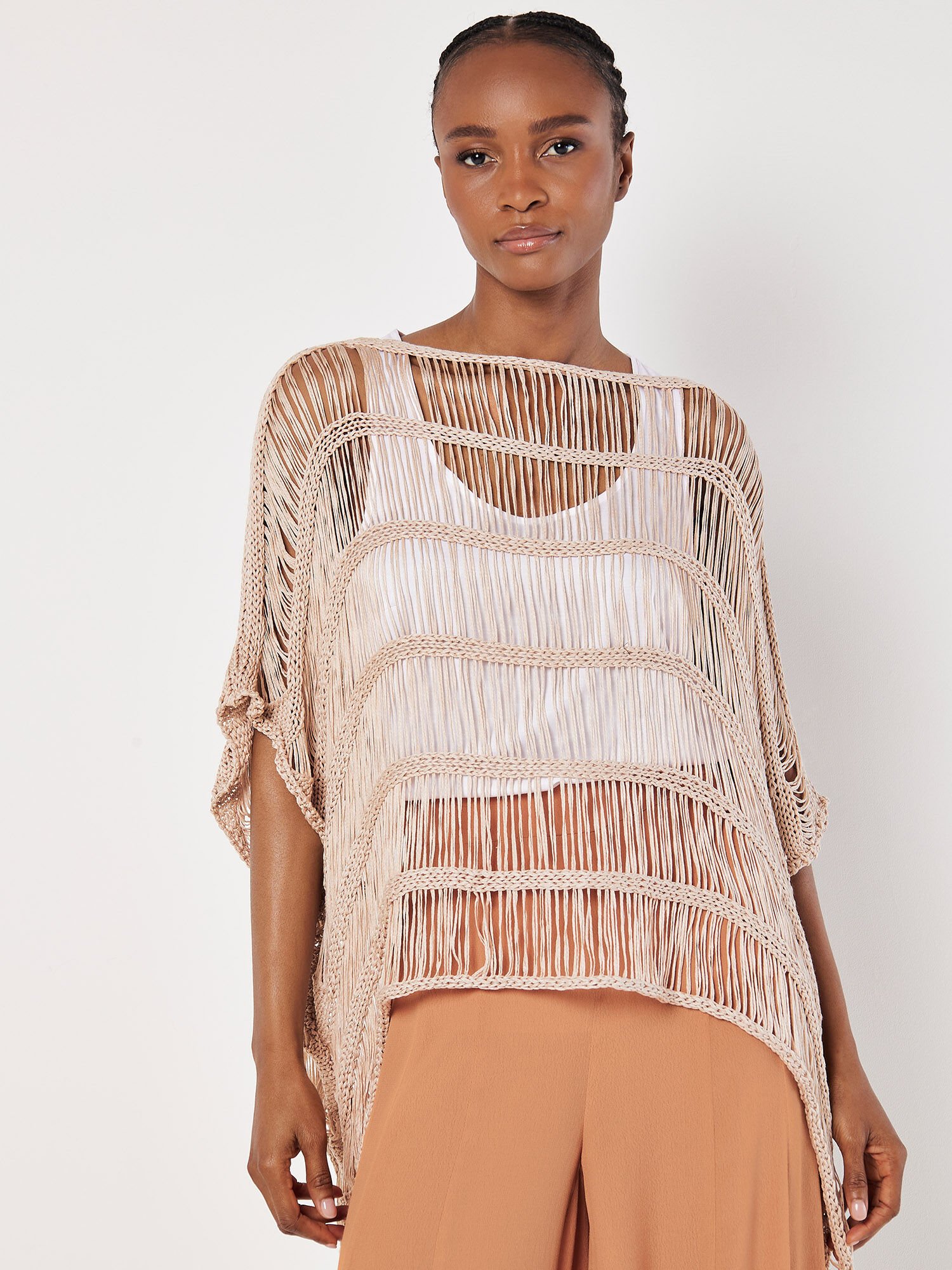 Zaryn cotton blend poncho pullover cheap