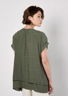 Coconut Button Layered Top, Khaki, large