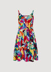 Colour Block Leaf Mini Dress, Red, large