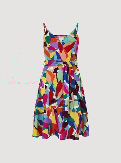 Colourblock Leaf Mini Dress