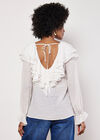 Ruffle Collar Blouse, White, large