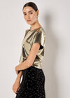 Foil Cropped T-Shirt, Yellow, large
