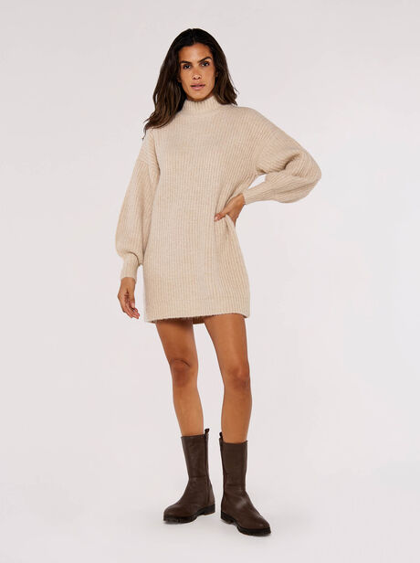 Ribbed Knit Jumper Mini Dress