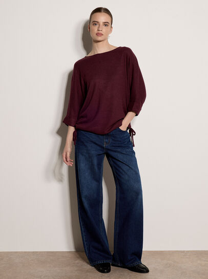 Soft Touch Drawstring Batwing Top