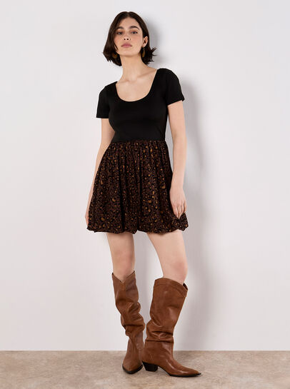 Leopard Print Jersey Mini Dress
