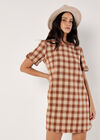 Check Print Swing Mini Dress, Rust, large