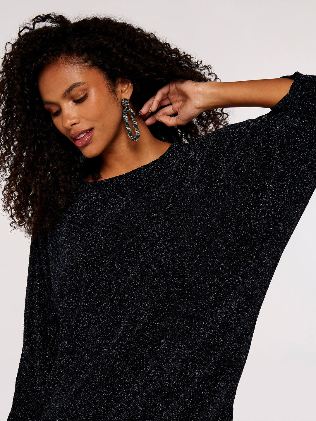 Metallic Swirl Batwing Top