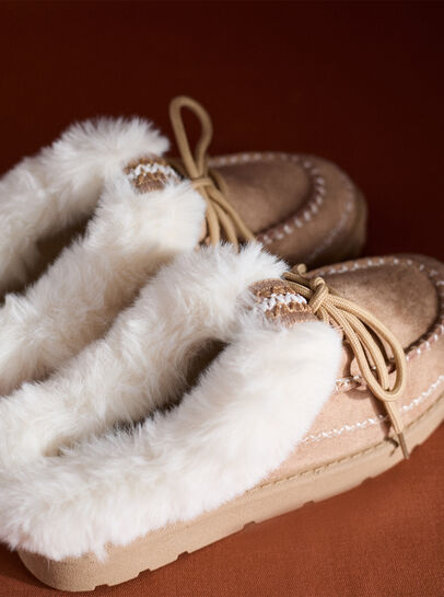 Sherpa-Lined Slip-On Moccasins