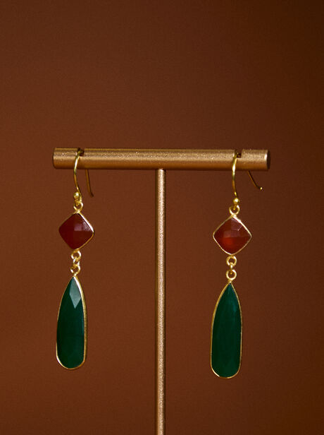 Gold Tone Stone Drop Earrings