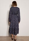 Smocked Floral Midi Dress, Navy, large