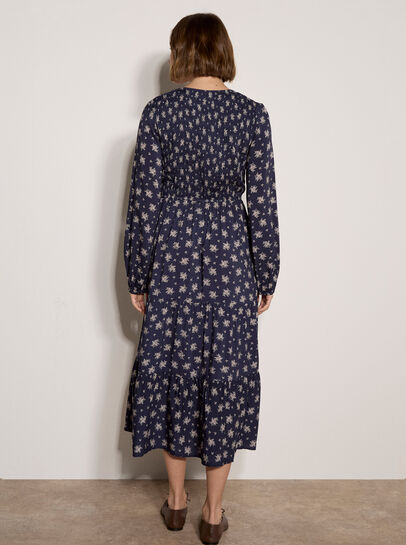 Smocked Floral Midi Dress