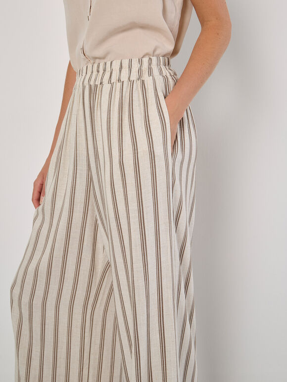 Stripe Wide Leg Trousers, Stone, large