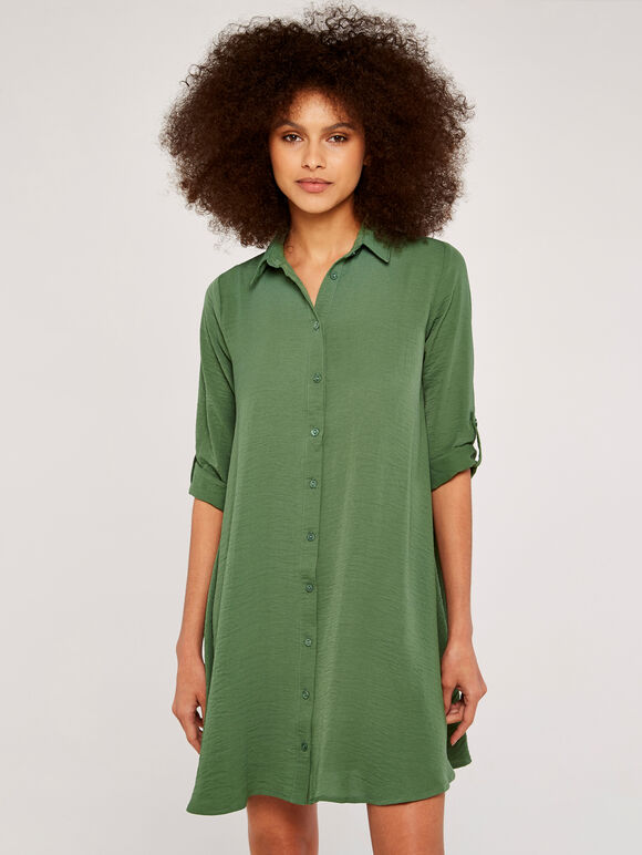 Shirt Swing Dress, Green, large