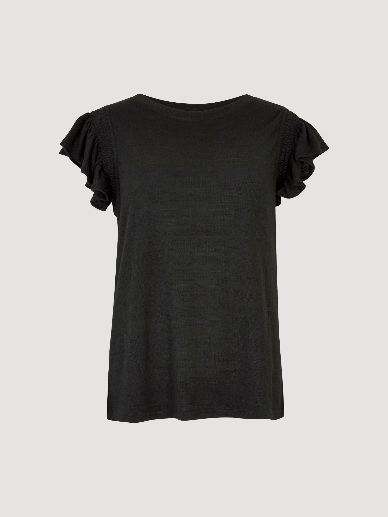 Soft Slub Ruffle Sleeve T-Shirt | Apricot Clothing