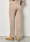 Twisted Cable Knit Wide Leg Trousers, Stone, large