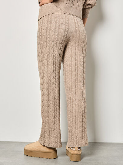 Twisted Cable Knit Wide Leg Trousers