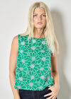 Floral Lace Embroidered Shell Top, Green, large