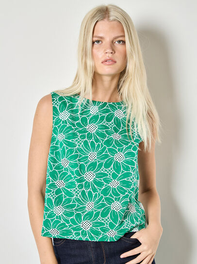 Floral Lace Embroidered Shell Top