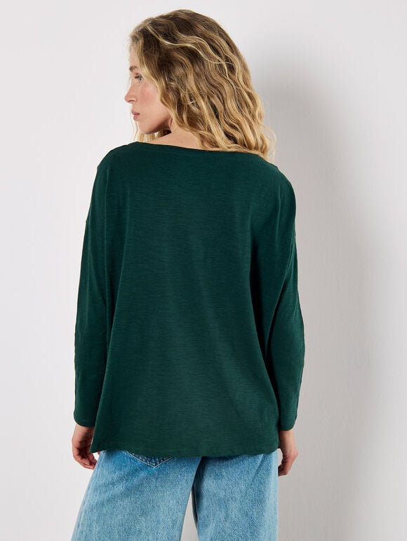 Pure Cotton Oversized Top, Green, large