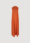 Linen Blend Shirt Maxi Dress, Orange, large