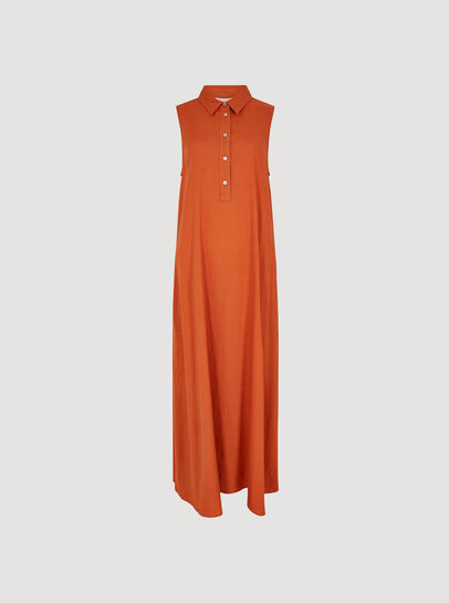 Linen Blend Shirt Maxi Dress