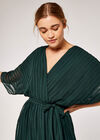 Self Stripe Ruffle Dress, Green, large