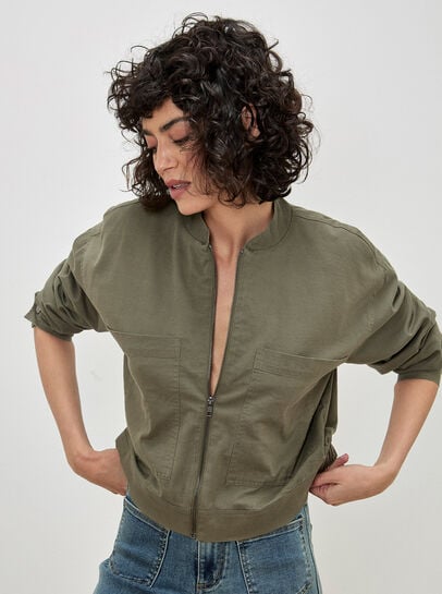 Lightweight Denim Bomber Jacket