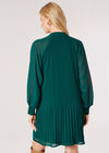 Mini-robe plissée en mousseline de soie, Vert, grand