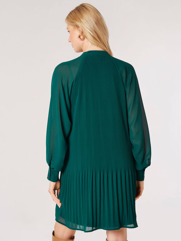 Mini-robe plissée en mousseline de soie, Vert, grand
