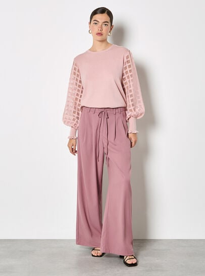 Contrast Organza Sleeves Jumper