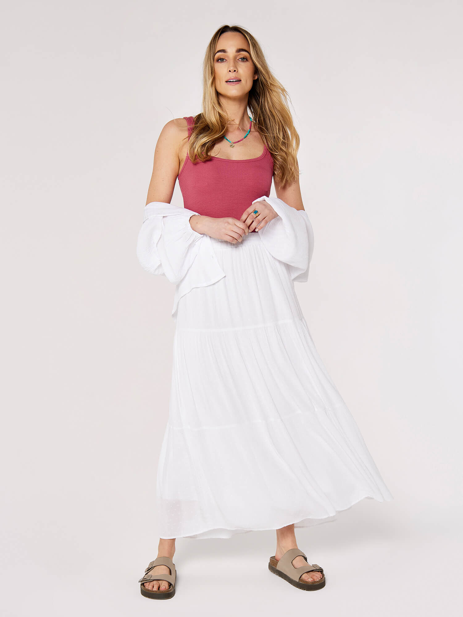 トップス ANDMARY Angie ribbon tank pink beige ANDMARY Angie ribbon tank pink beige