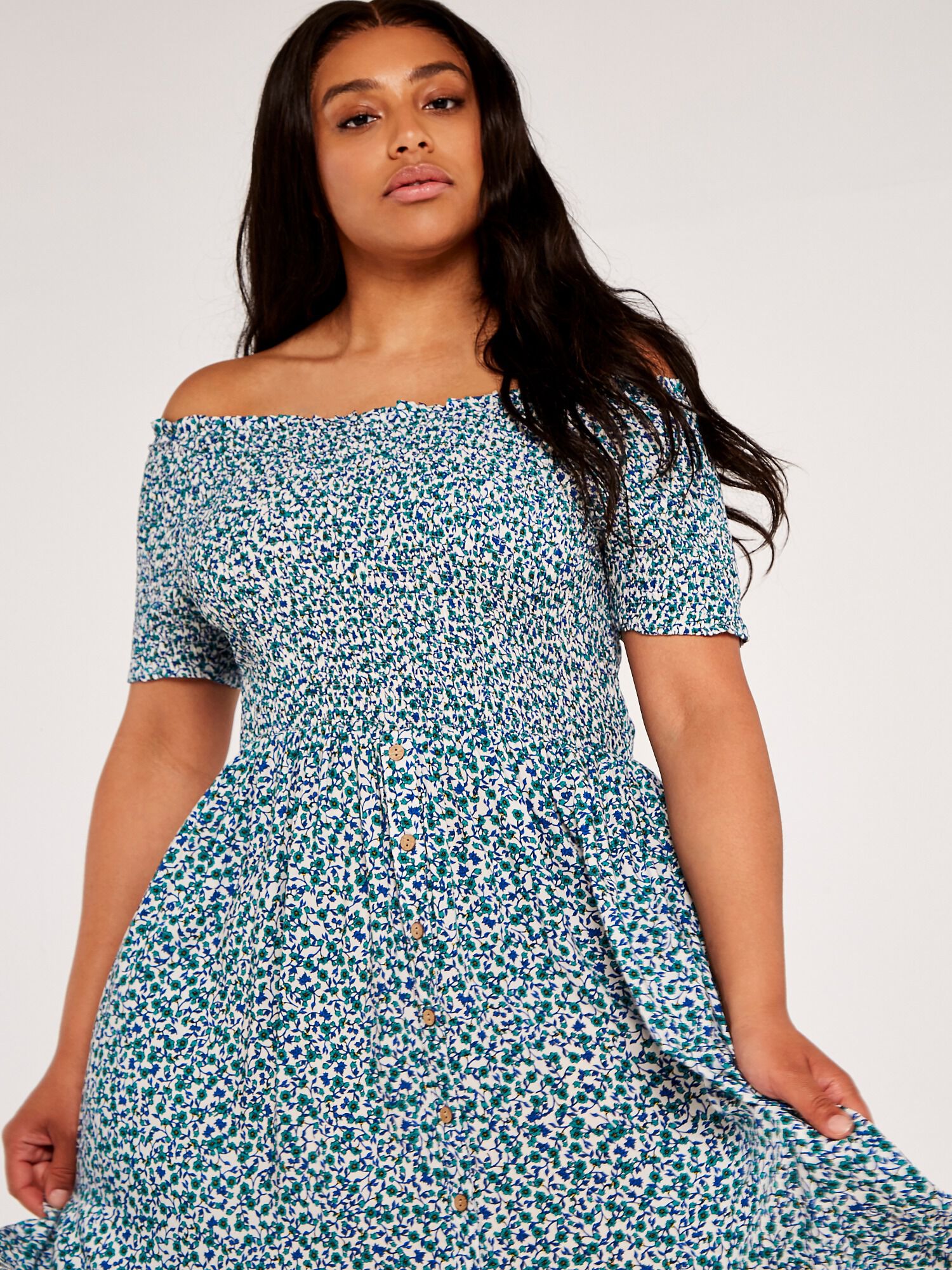 Turquoise bardot shop dress