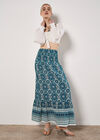 Batik Print Smocked Maxi Skirt, Blue, large