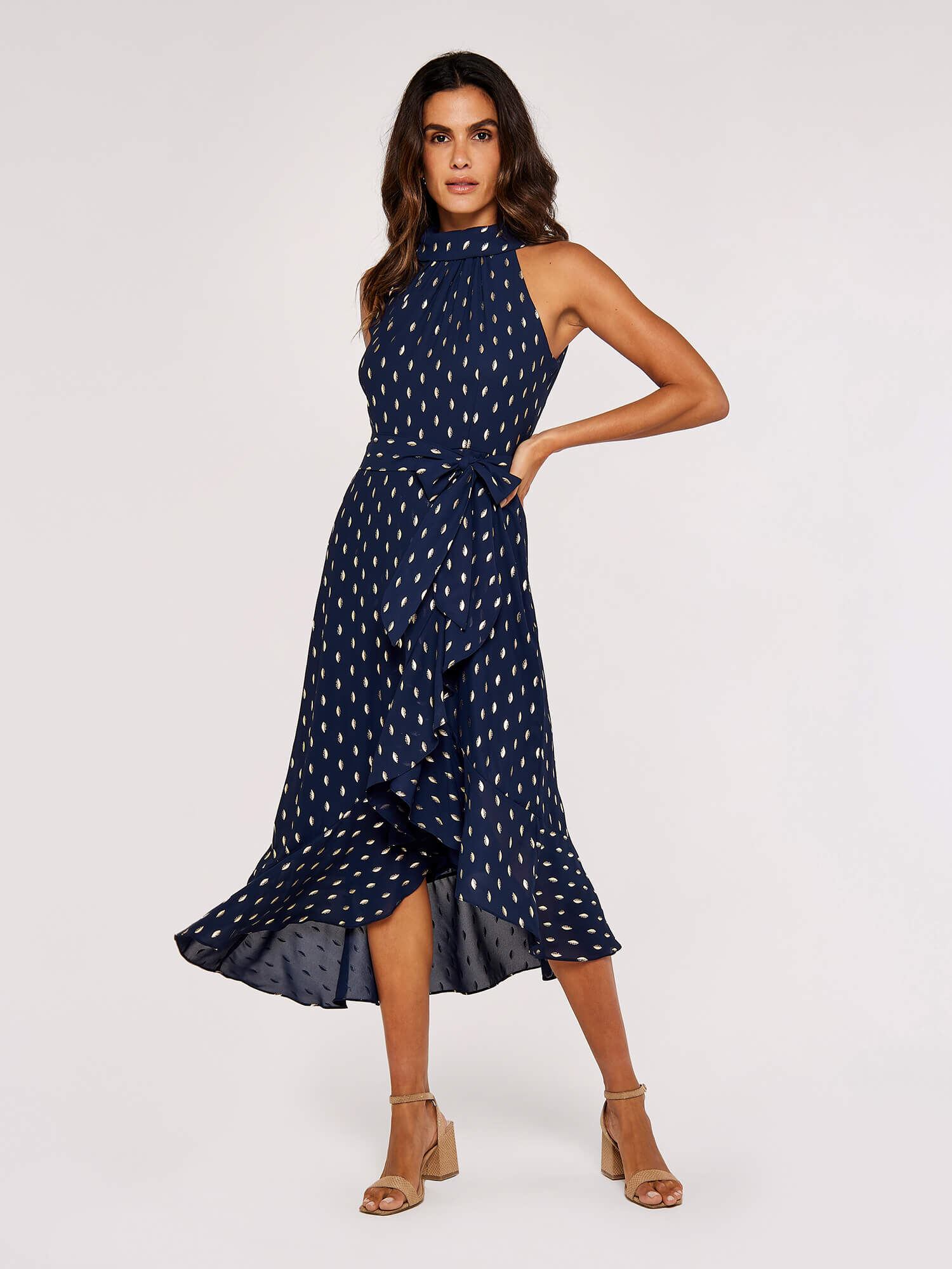 Halter neck midi dress deals