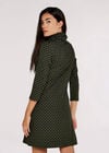 Cowl Neck Mini Dress, Green, large