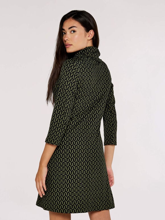 Cowl Neck Mini Dress, Green, large