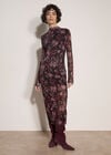 Floral Mesh Midi Dress, Black, large