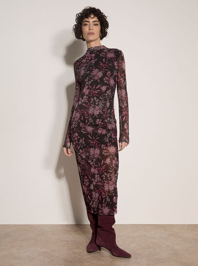 Floral Mesh Midi Dress