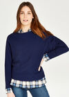 Rib Knit Batwing Jumper, Navy, large